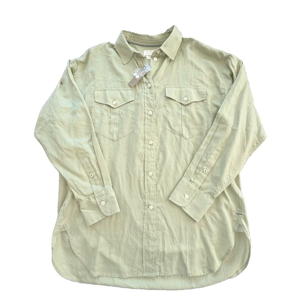 New J.Crew Relaxed Fit Herringbone Shirt Pistachio Sz 8 NWT $98 Preppy Classic